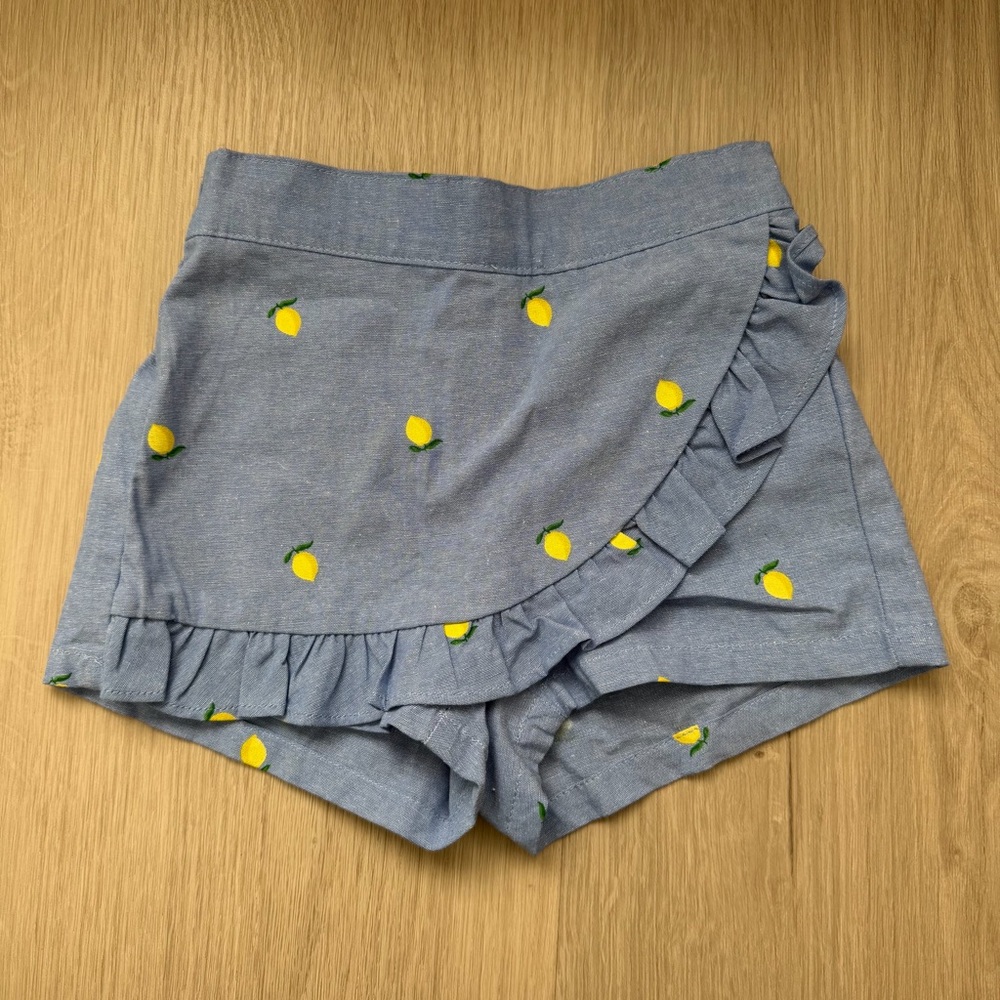 New Sz 6 to 12 Months Janie and Jack Ruffle Skort Skirt Short Lemon Chambray